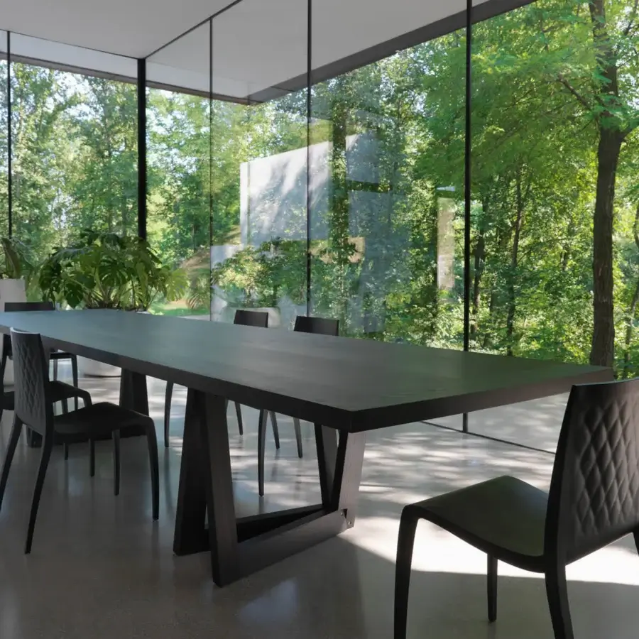 Exceptional Horm Ki chair crafted with dark matte plywood and solid wood legs displaying an embossed diamond pattern