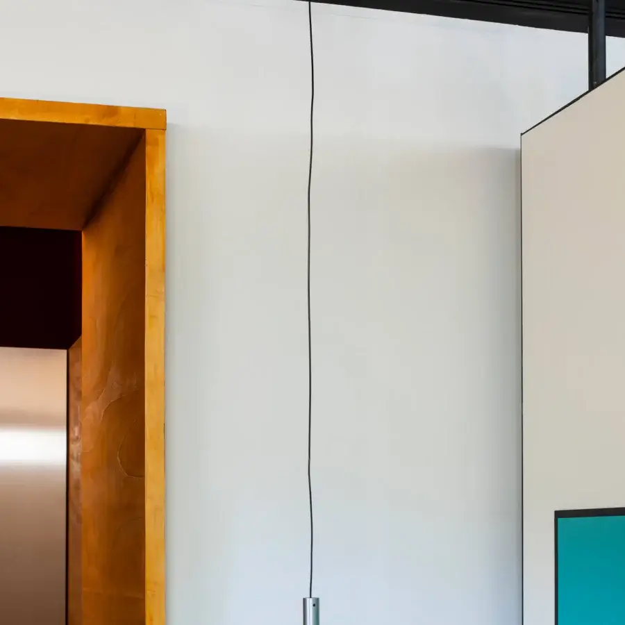 Superior Nemo Lighting Type suspension lamp with cylindrical form in matte silver-toned metal and adjustable light beam