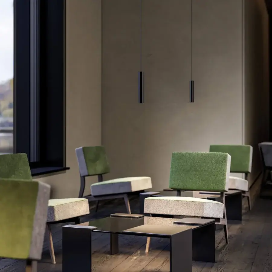 Elegant Nemo Lighting suspension lamp with cylindrical form crafted in dark-toned metal and matte finish