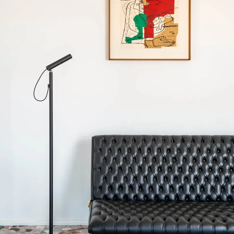 Distinguished Nemo Lighting floor lamp with cylindrical form crafted in Italy and matte metal finish