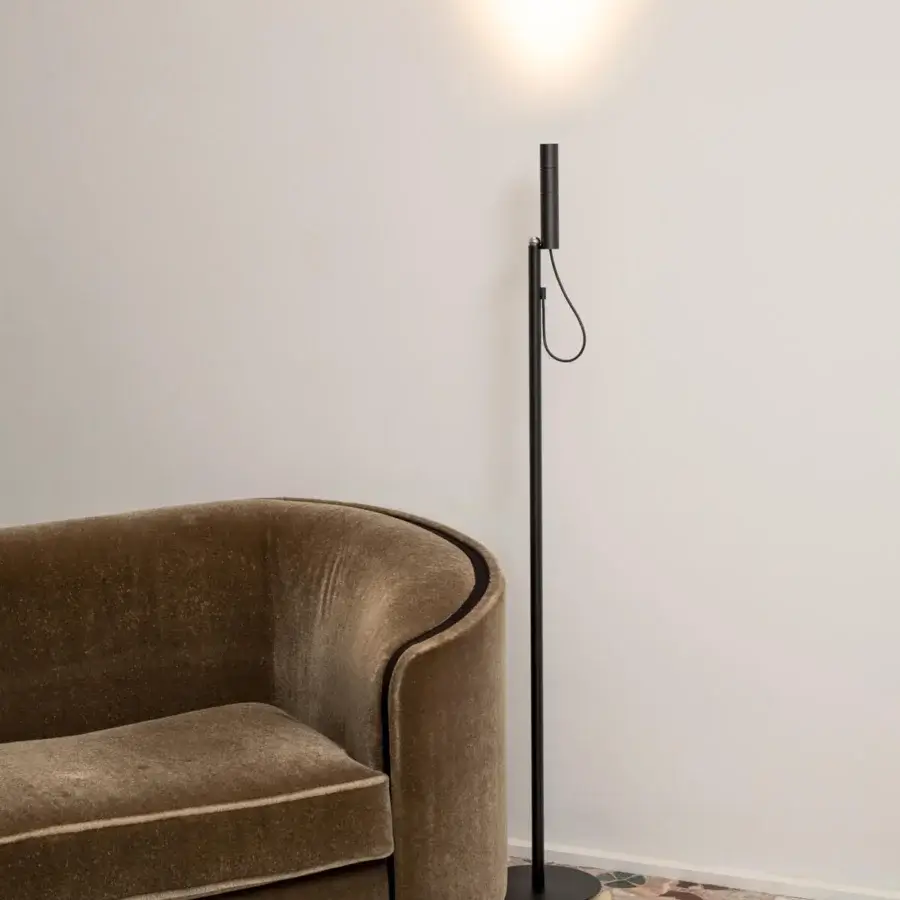 Exclusive Nemo Lighting floor lamp with matte black metal construction crafted in Italy for adjustable spot lighting