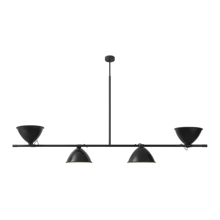 Exceptional Nemo Lighting LBB01 suspension lamp with intersecting lines and adjustable diffusers in matte black painted aluminum