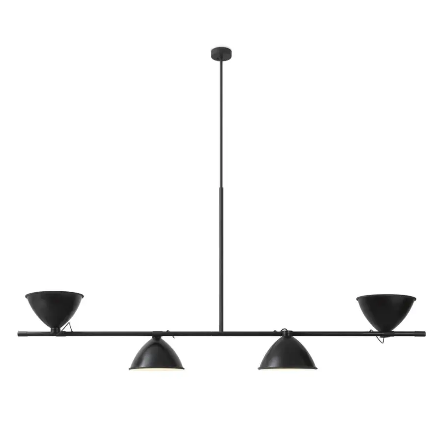 Elegant Nemo Lighting LBB01 suspension lamp with adjustable black painted aluminum diffusers and linear silhouette