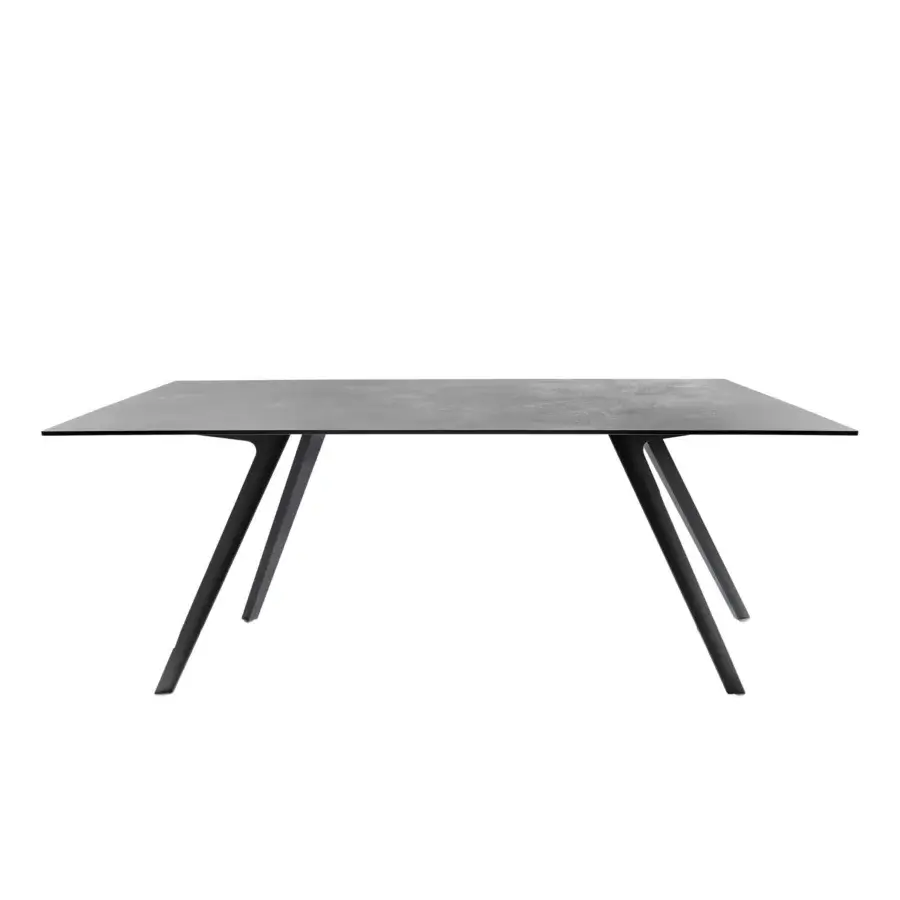 Distinguished Potocco Katana table with a rectangular porcelain stoneware top and embossed painted metal legs in matte finish