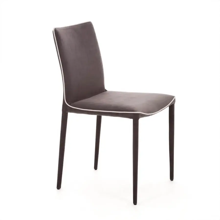 Exceptional Bontempi Nata chair crafted in Italy with muted gray textile upholstery and smooth wooden legs