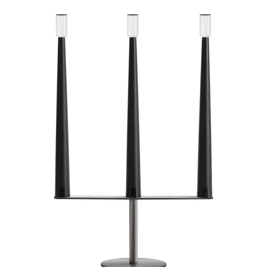 Distinguished Nemo Lighting Sorrento table lamp with aluminum stems and transparent methacrylate diffusers in a gray finish