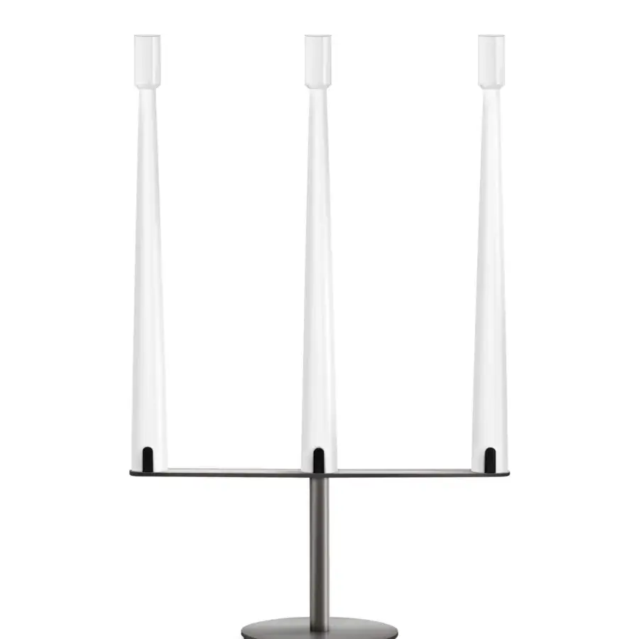 Exceptional Nemo Lighting Sorrento table lamp with white aluminum stems and transparent methacrylate diffusers in dark gray metal