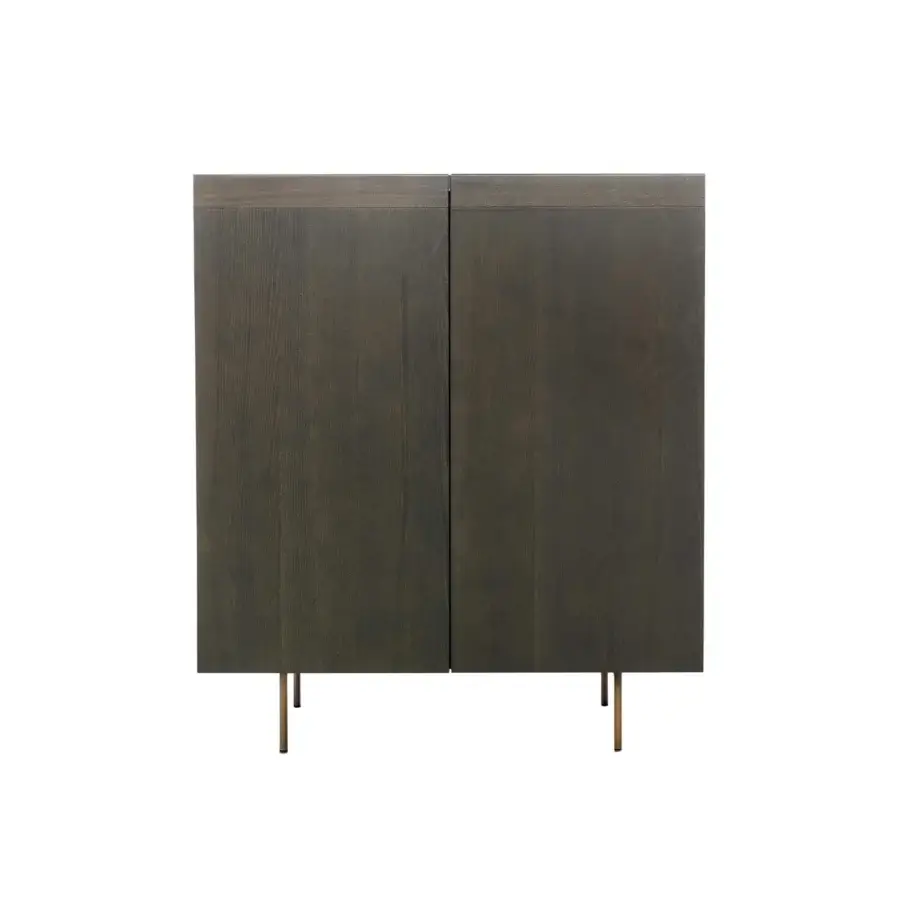 Distinguished Potocco Avant cupboard in Canaletto walnut with bronzed brass feet and dark brown matte finish