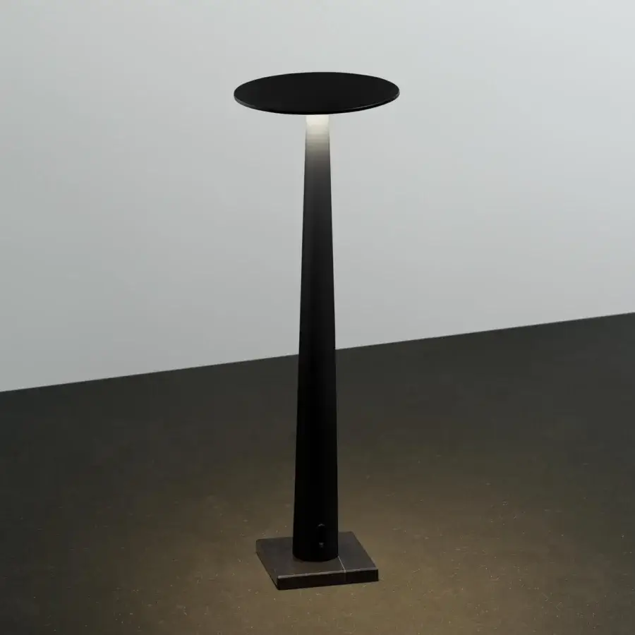 Superior Nemo Portofino table lamp in sleek black aluminum with a matte finish and band of light