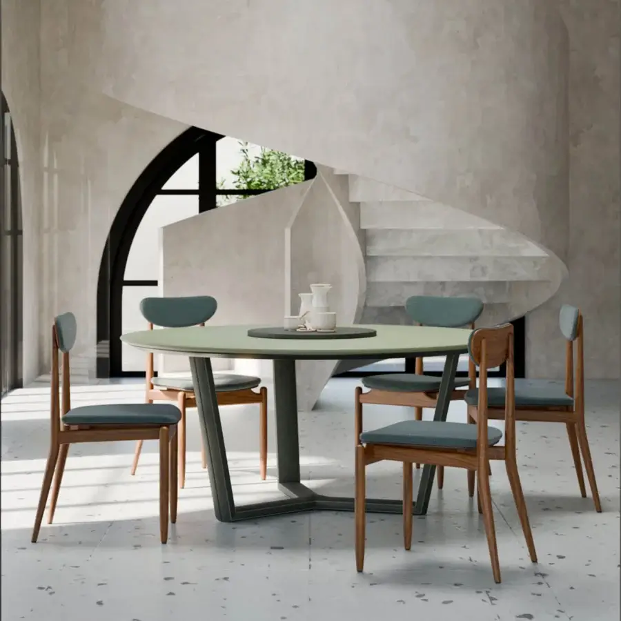 Distinguished Borzalino Regina chair with muted blue-green textile upholstery and solid wood structure crafted in Italy