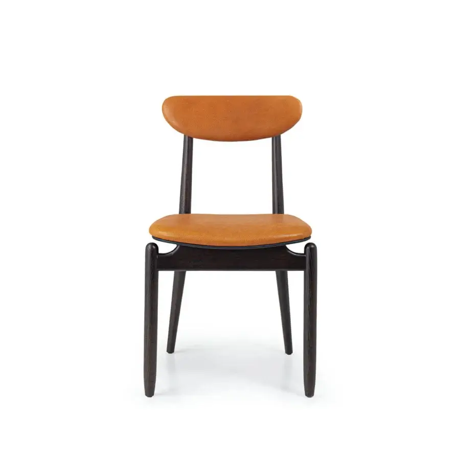 Superior Borzalino Regina chair with solid wood and tan leather upholstery offering a dark brown finish