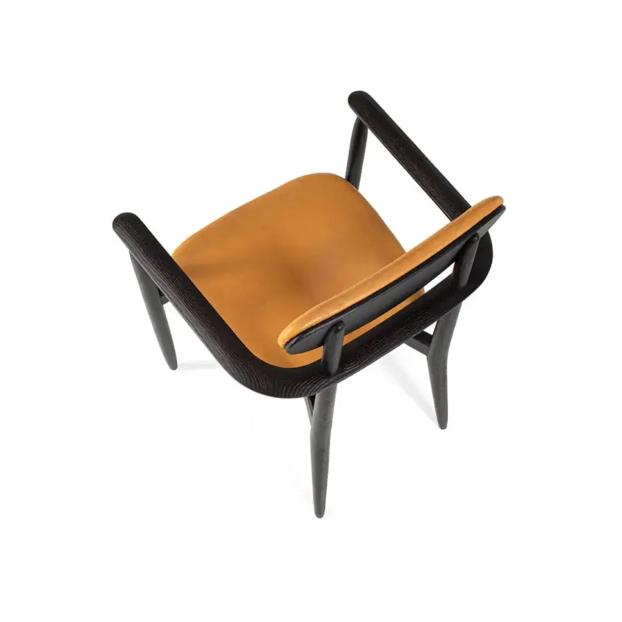 Elegant Borzalino Regina chair with dark-finished solid wood and tan leather upholstery for comfortable seating