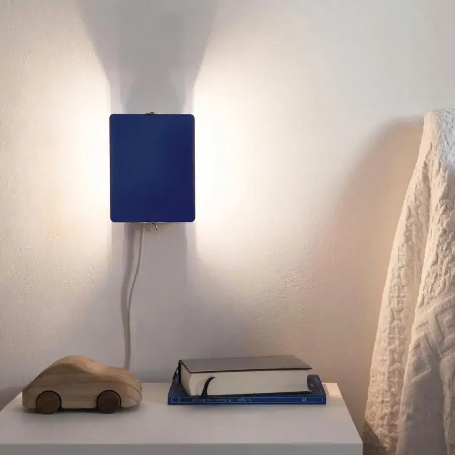 Luxury Nemo Lighting Applique à Volet Pivotant wall lamp in dark blue metal with adjustable aluminum volet for indirect light