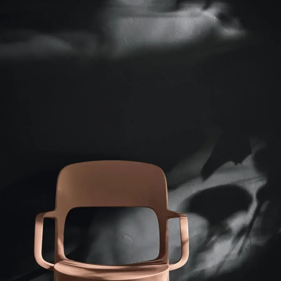 Distinguished Bontempi Gipsy chair crafted in light brownish-pink polypropylene and glass fiber with matte finish