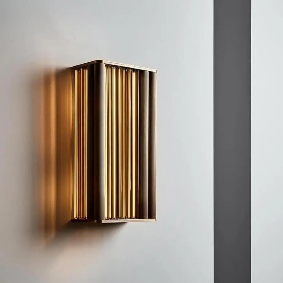 Distinguished VENICEM Numa wall lamp with dark burnished brass and golden reflective accents in refined Murano blown glass