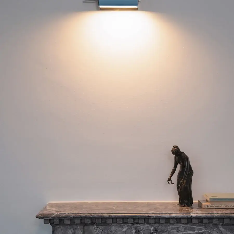 Distinguished Nemo Lighting Applique Cylindrique Petite wall lamp with light blue metal and pivoting design in matte finish