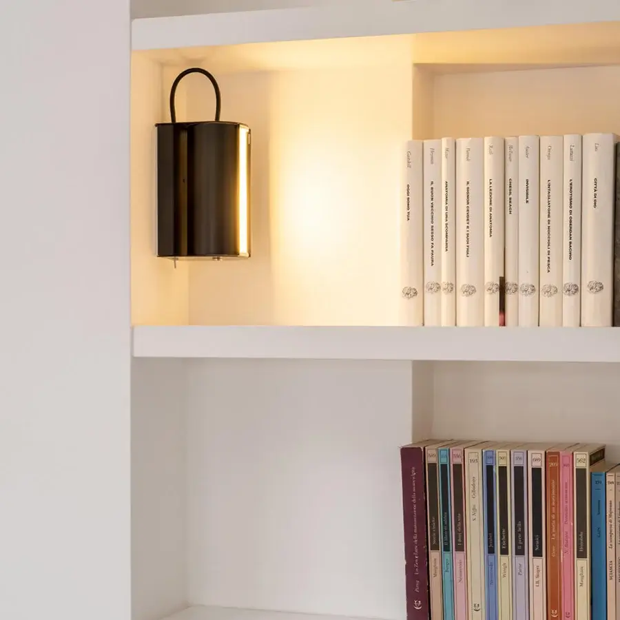 Superior Nemo Lighting Applique Cylindrique Petite wall lamp with glossy black metal and pivoting screen