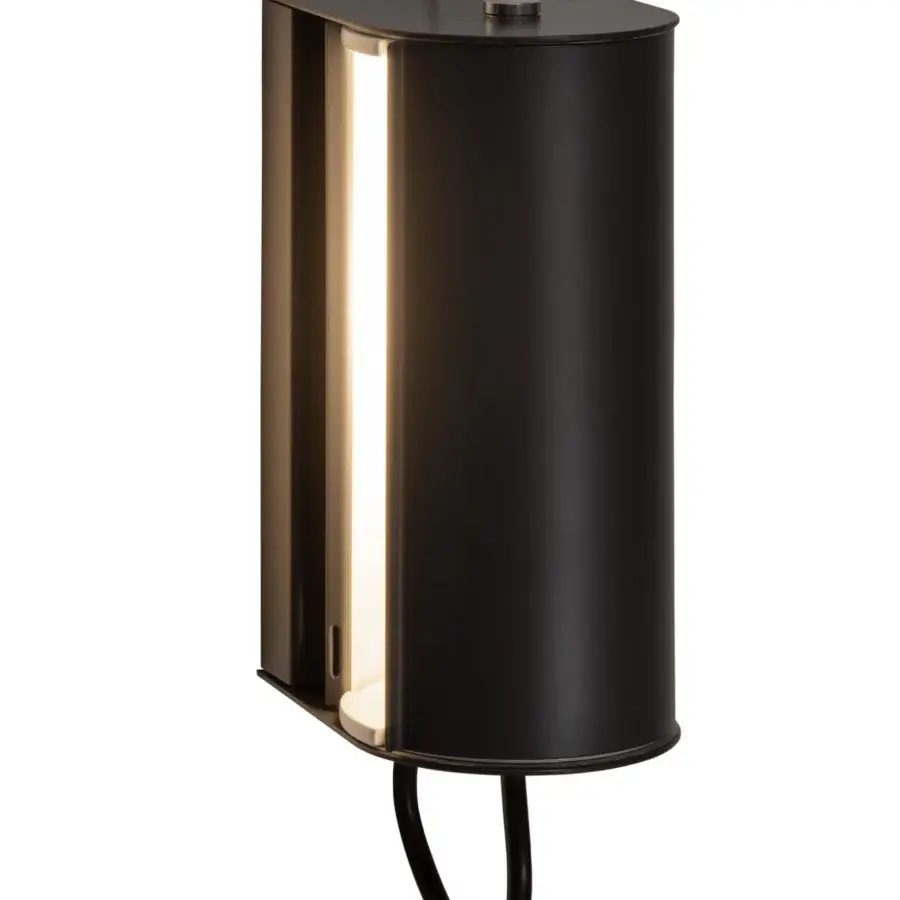 Elegant Nemo Lighting Applique Cylindrique Petite wall lamp crafted in metal with matte black finish emitting warm white light
