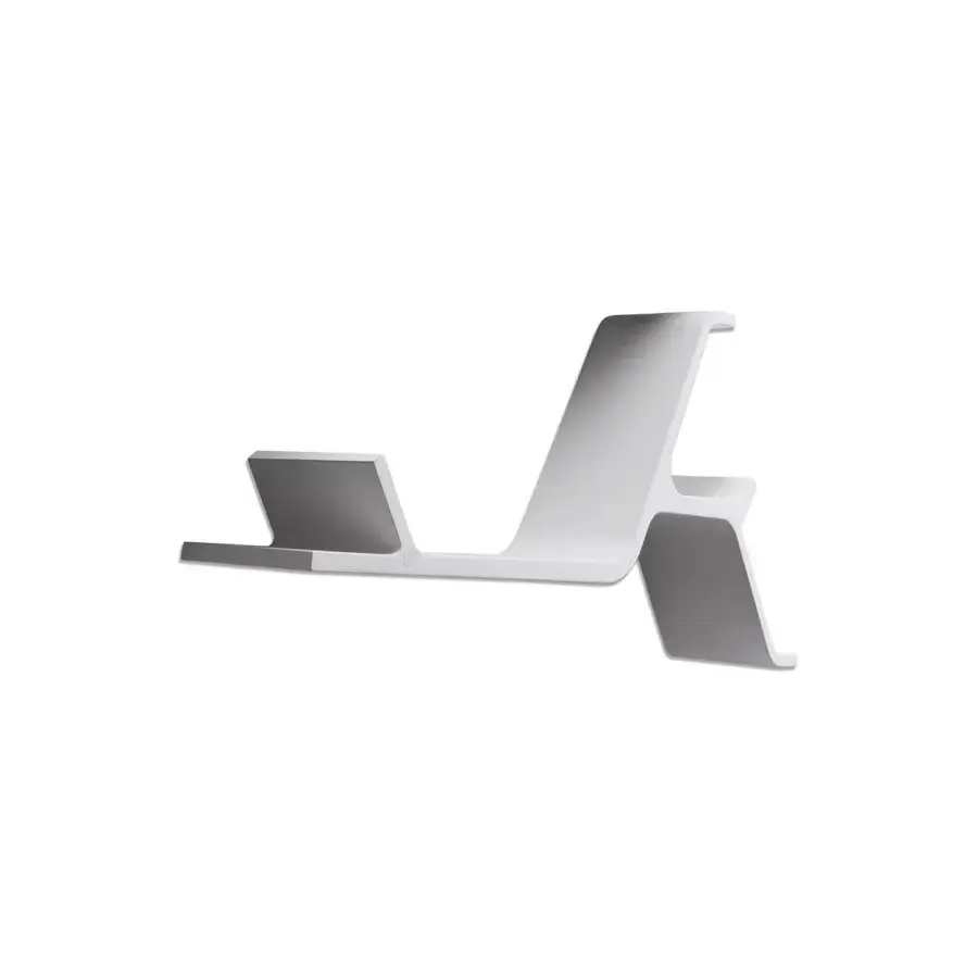 Superior Horm Sinapsi shelf, a modular wall unit inspired by neural pathways in lacquered polyurethane with angular design