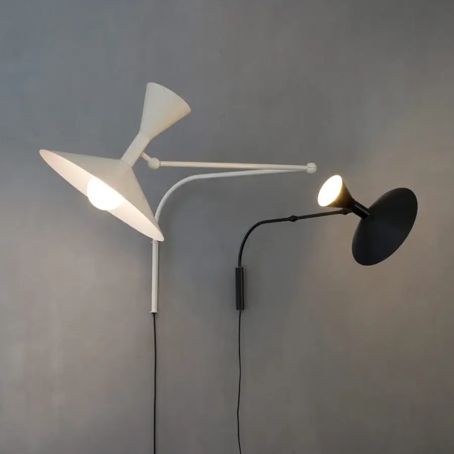 Superior Nemo Lighting Lampe de Marseille wall lamp with conical shade and adjustable arm in metal with matte finish