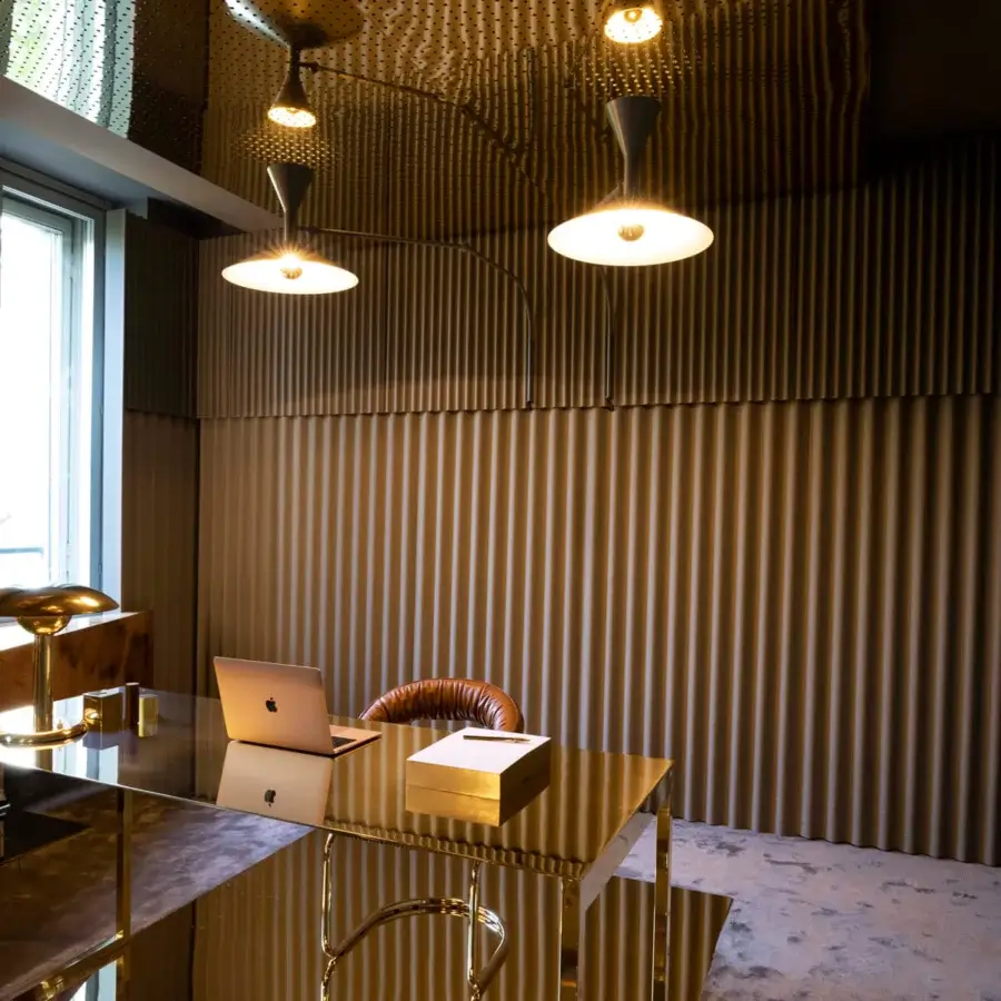 Elegant Nemo Lighting Lampe de Marseille wall lamp with conical metal shades and dark grey finish