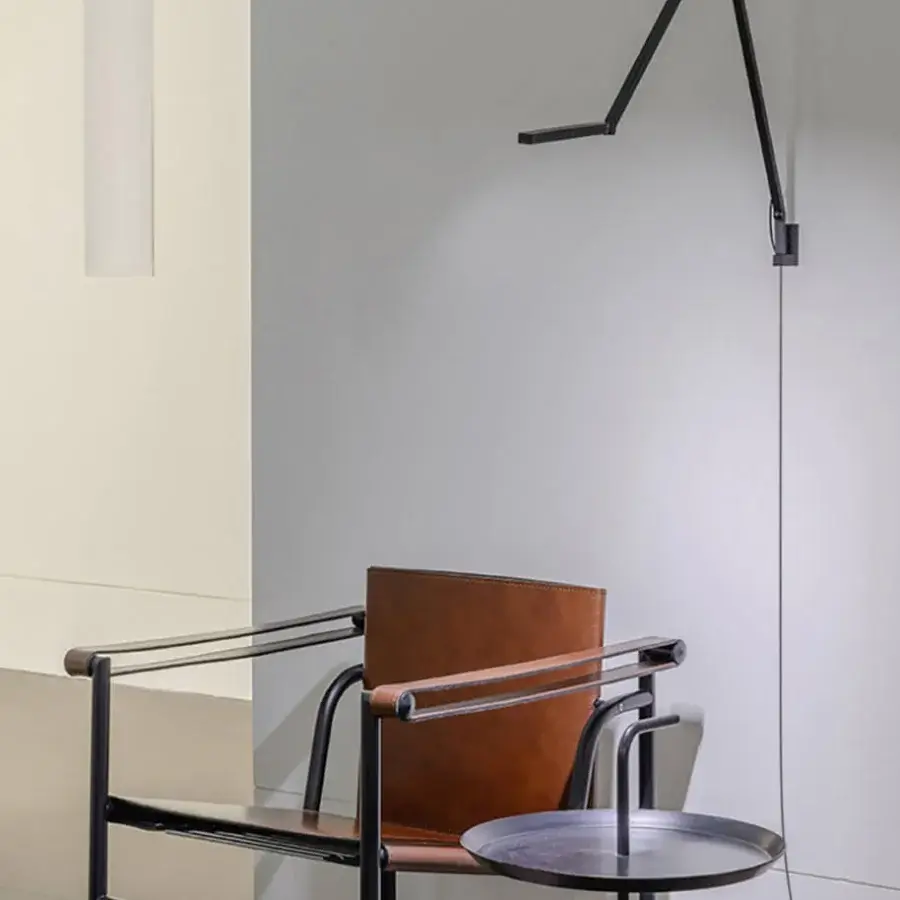 Innovative Nemo Lighting Untitled Linear wall lamp built in matte black with flexible miniaturized joints for visual comfort