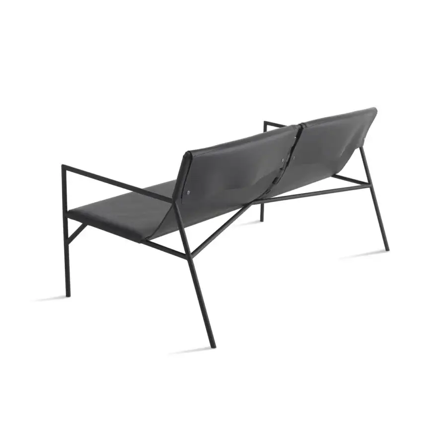 Exceptional Horm Tout Le Jour sofa crafted in Italy with dark matte leather and an open metal frame
