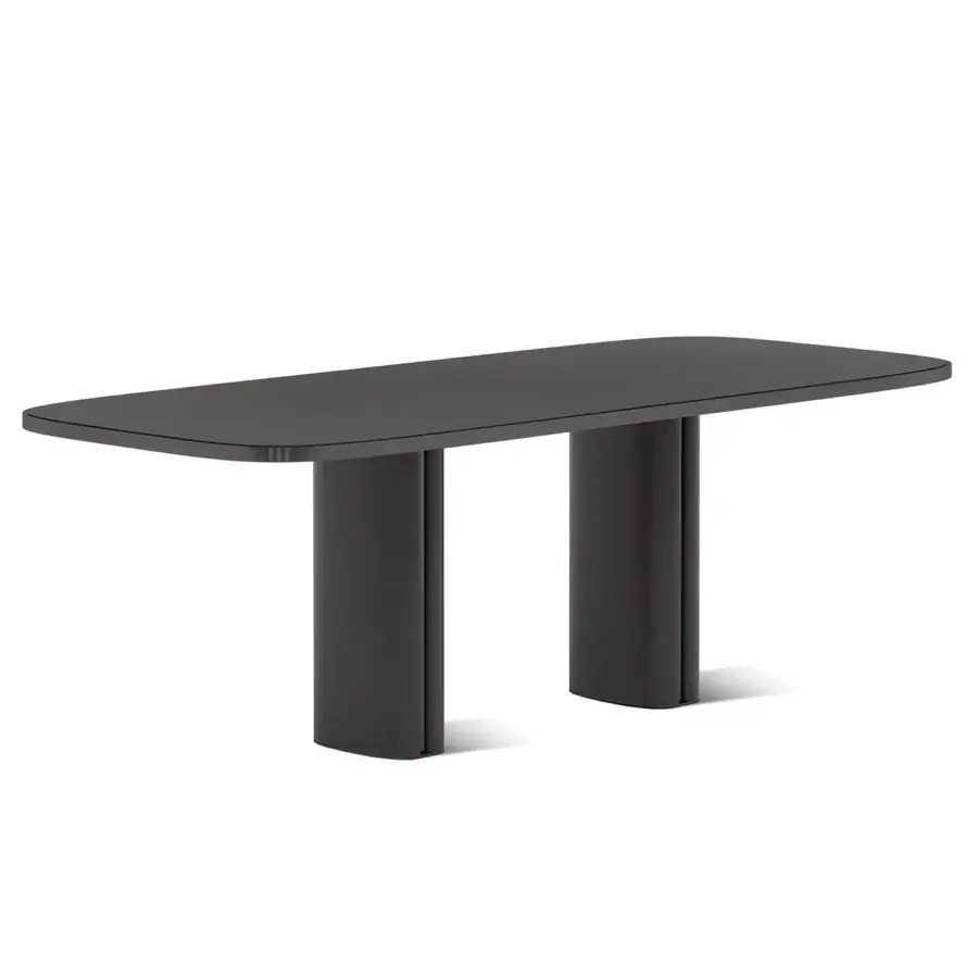 Superior Horm Trafalgar table with rounded corners and matte dark gray Fenix top crafted with cylindrical legs