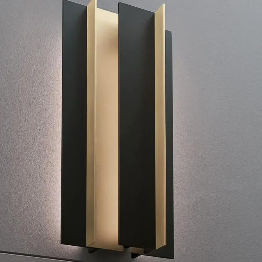 Exclusive VENICEM Secret wall lamp with light burnished brass and matt black metal in a contemporary design