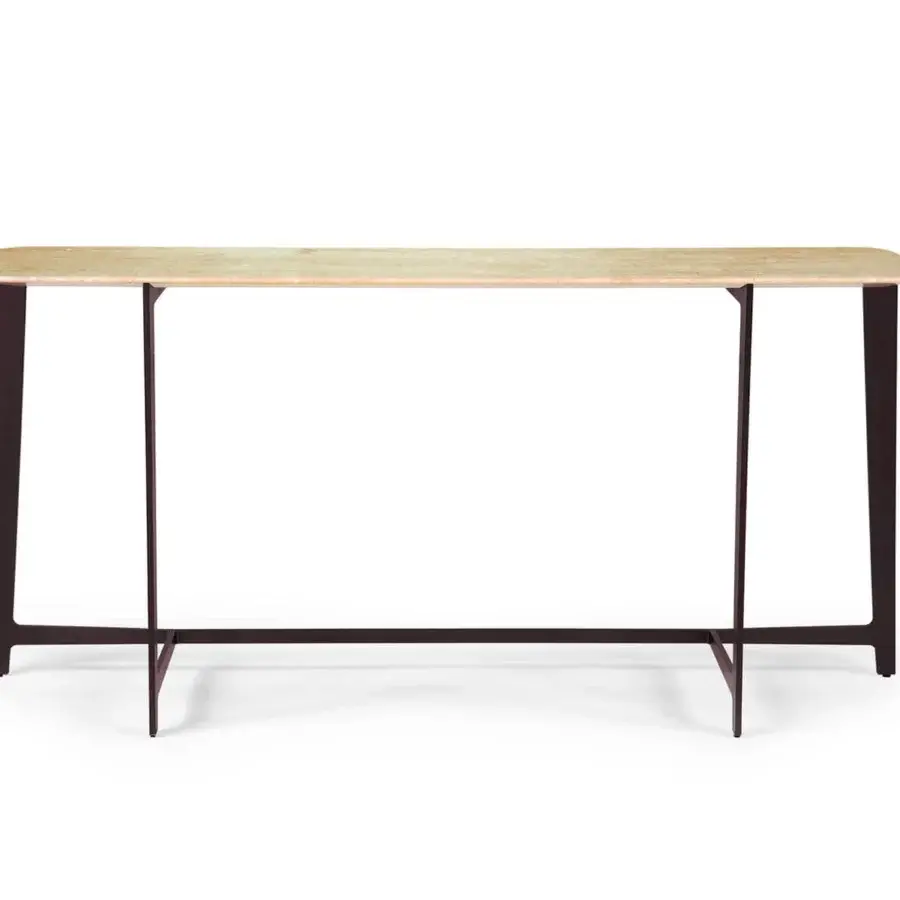 Superior Borzalino B Series console with rectangular marble top and stylish dark matte metal base