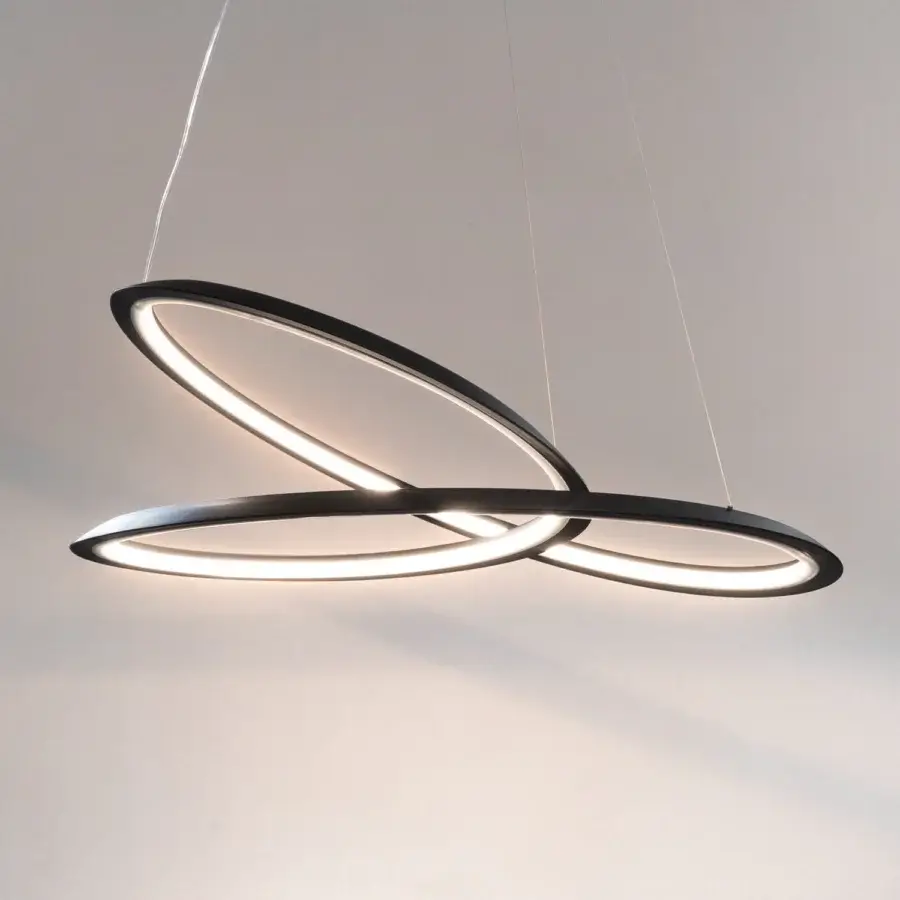Captivating Nemo Kepler suspension lamp crafted in painted extruded aluminum with a matte black finish and opaque technopolymer diffuser