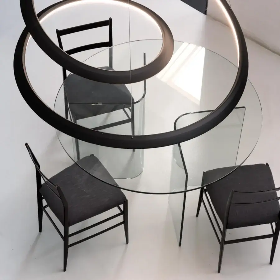 Innovative Nemo Kepler suspension lamp crafted in painted extruded aluminum with a sleek black finish