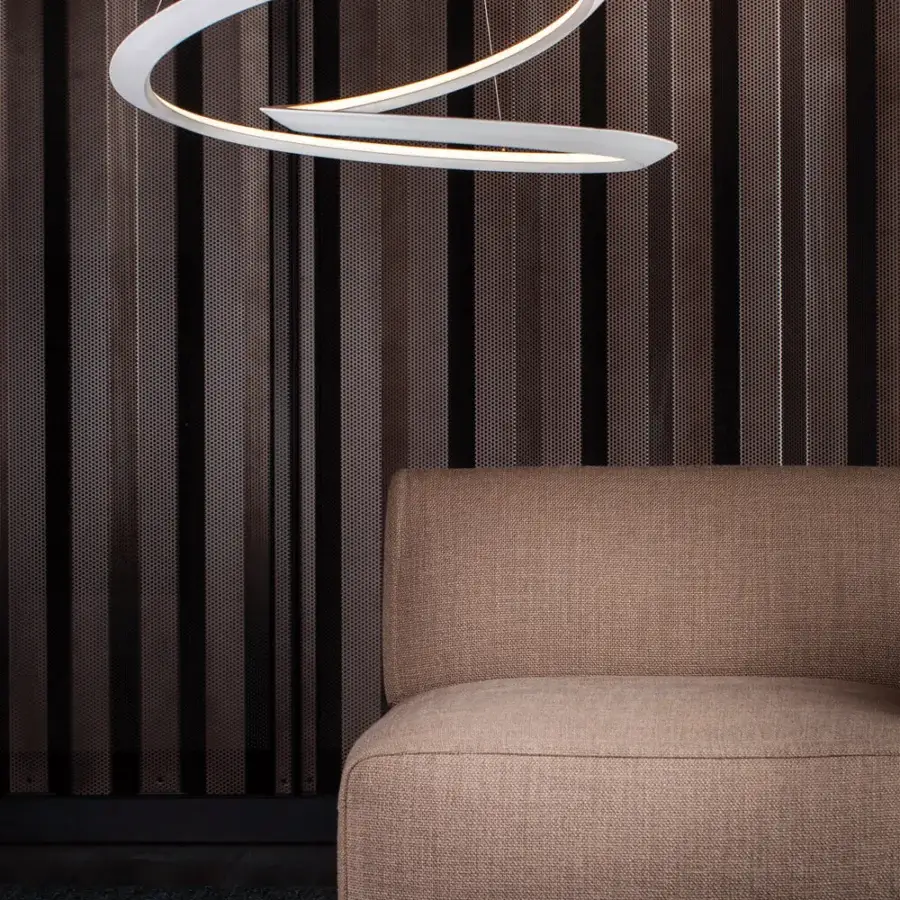 Distinguished Nemo Kepler suspension lamp crafted in white painted extruded aluminum with intertwining rings embodying a modern design