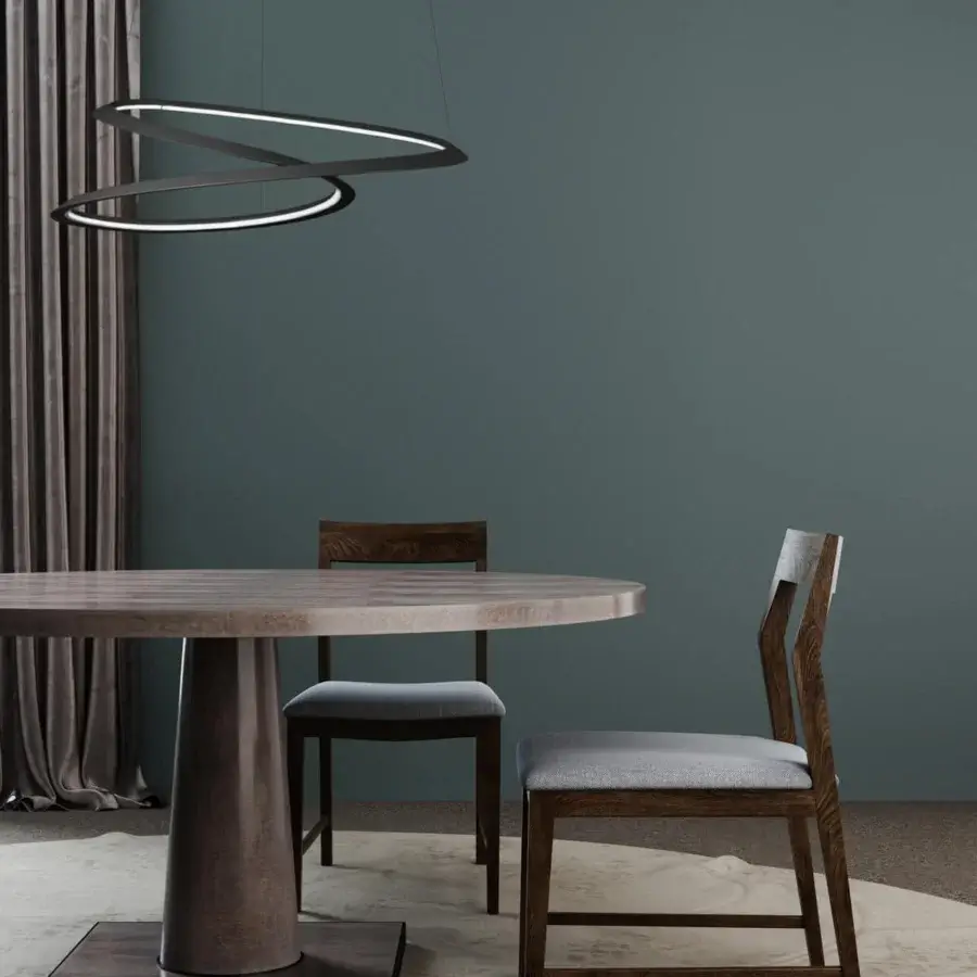 Distinguished Nemo Kepler suspension lamp crafted in matte black painted extruded aluminum with opaque technopolymer diffuser