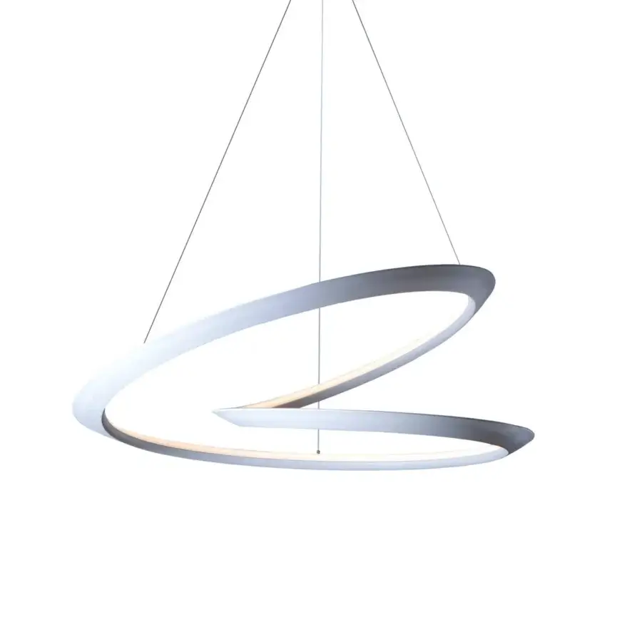 Exceptional Nemo Kepler suspension lamp crafted in light gray painted extruded aluminum with luminous matte finish