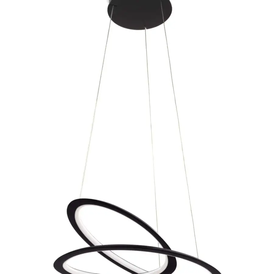 Exceptional Nemo Kepler suspension lamp crafted in black painted extruded aluminum with intertwined ring elements and matte finish