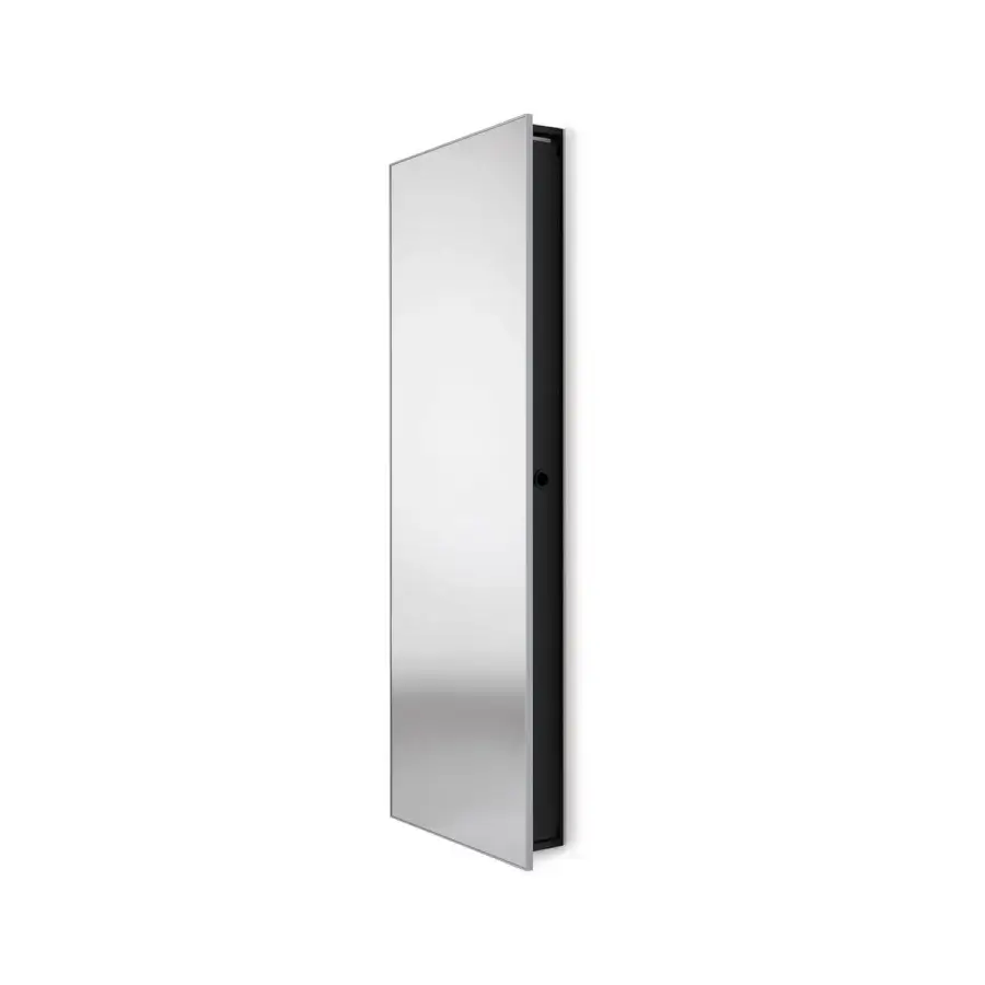 Superior Horm Backstage mirror with black lacquered sheet-iron and extruded anodized aluminum frame in matte finish