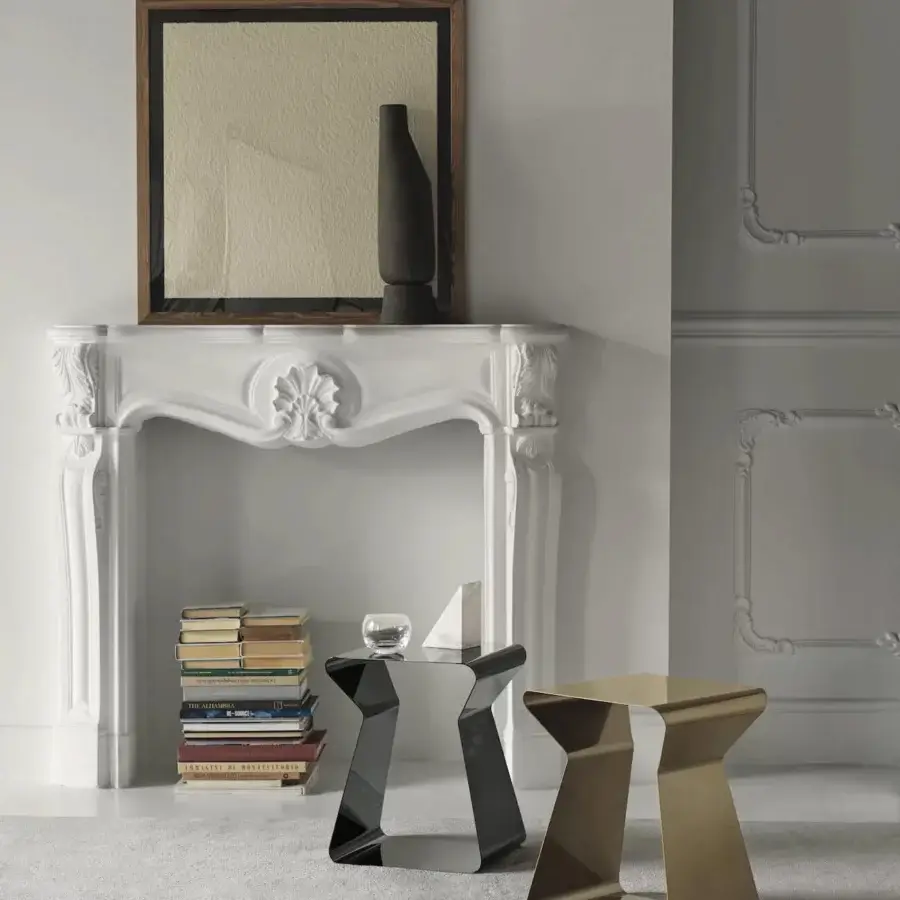 Captivating Bontempi Kito side table with sculptural metal structure and lustrous gold finish