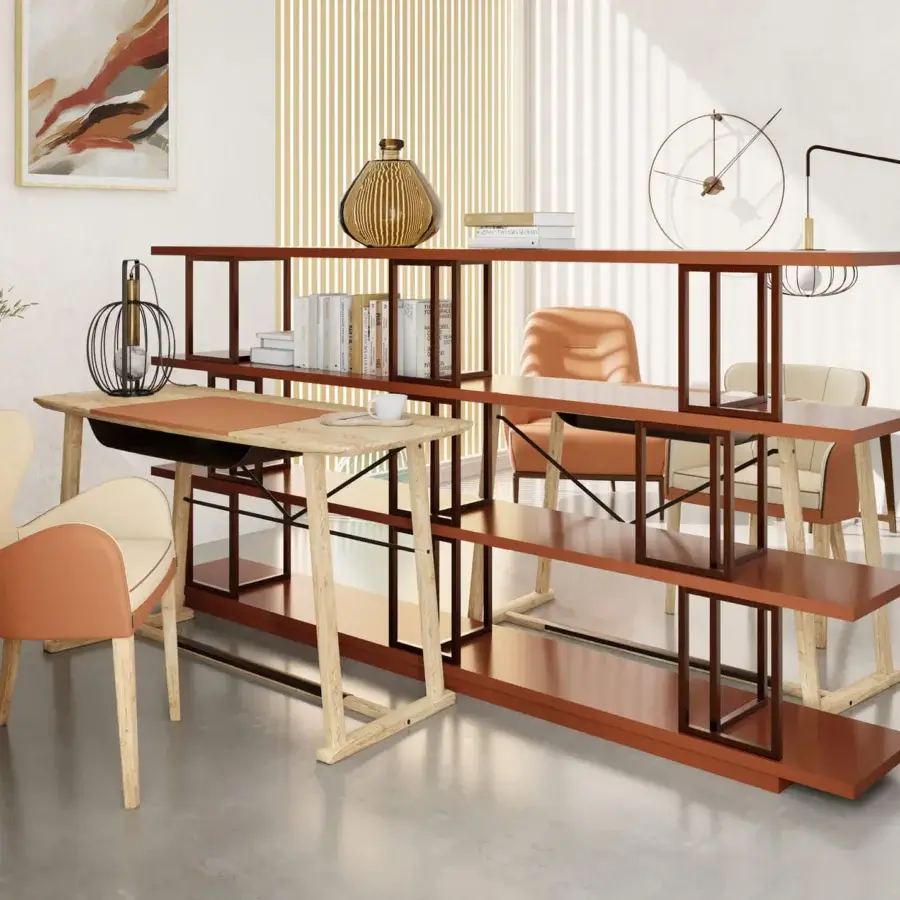 Superior Borzalino Elektra armchair upholstered in light beige textile with an orange accent and solid natural oak base with chromed metal zipper