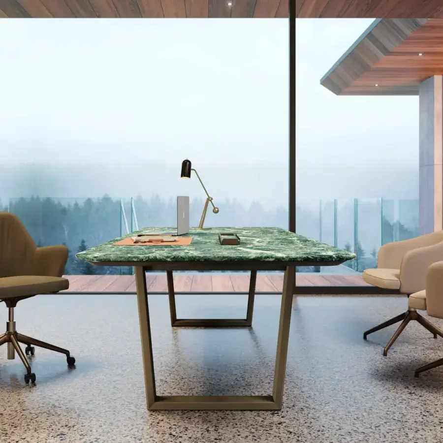 Superior Borzalino Bob Office armchair with enveloping olive-green textile upholstery and powder-coated aluminum base