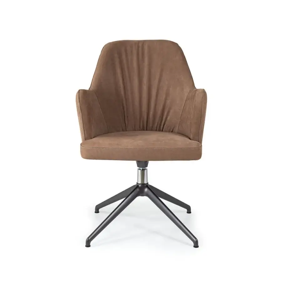 Distinguished Borzalino Bob Office armchair with medium brown textile and dark powder-coated aluminum swivel base