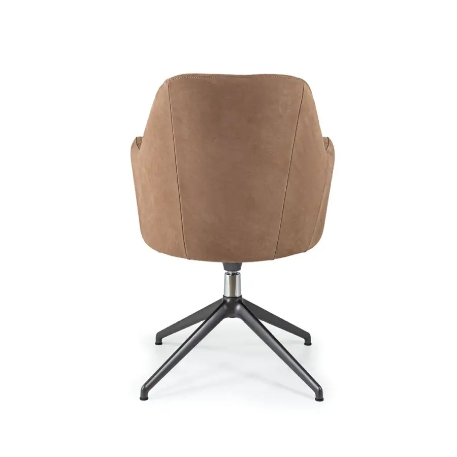 Exceptional Borzalino Bob Office armchair with enveloping brown textile upholstery and dark powder-coated aluminum base crafted in Italy
