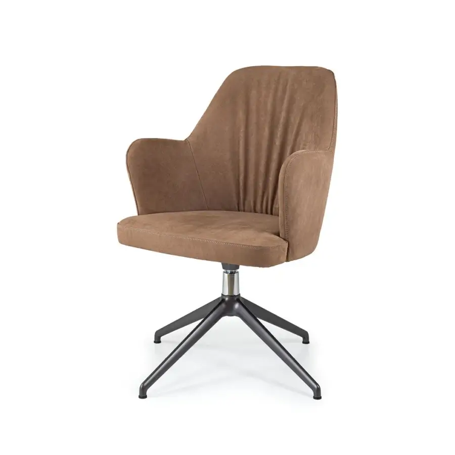 Distinguished Borzalino Bob Office armchair with smooth brown textile upholstery and dark powder-coated aluminum swivel base