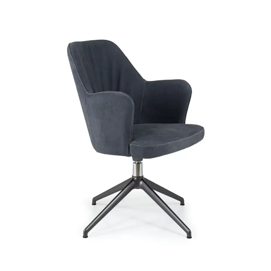 Sophisticated Borzalino Bob Office armchair with dark gray textile material and curved aluminum swivel base
