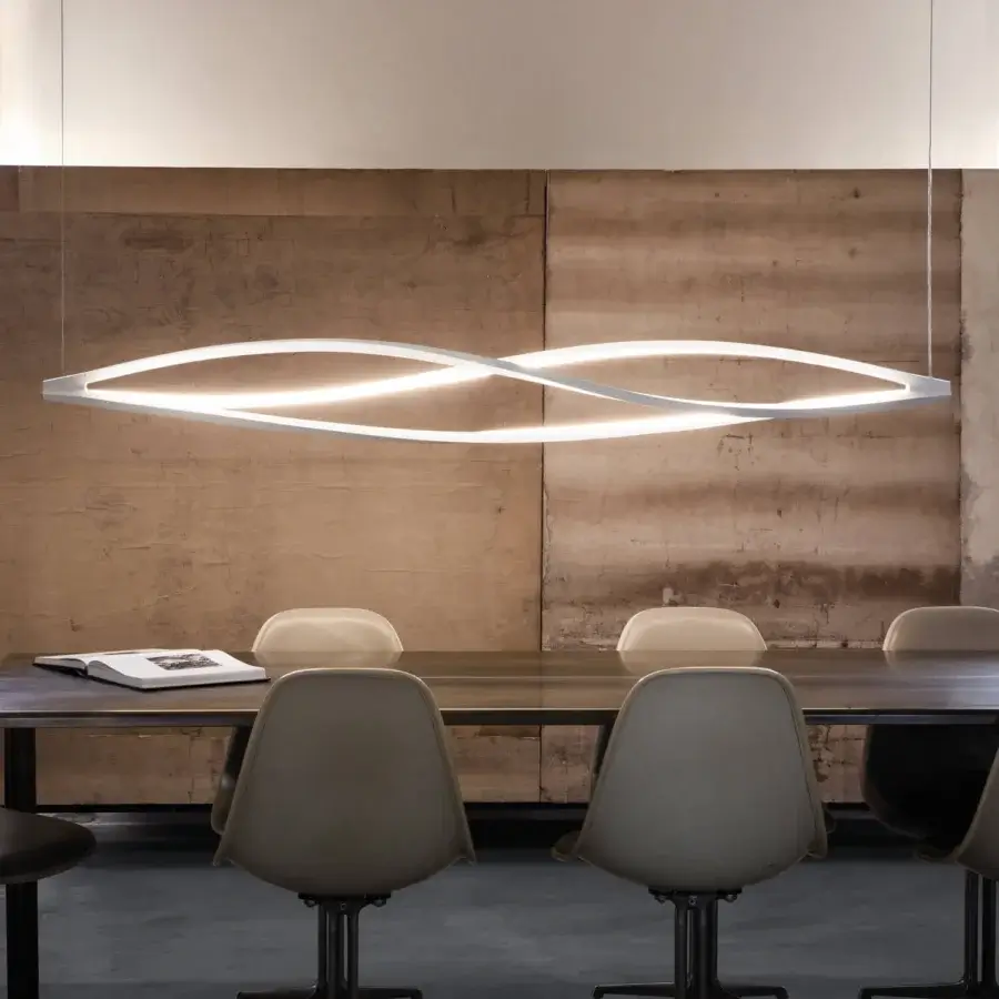 Distinguished Nemo In The Wind suspension lamp with extruded aluminum formed in a helical shape and matte finish