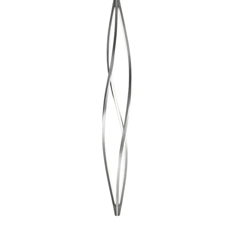 Superior Nemo In The Wind suspension lamp with curvilinear aluminum form and matte silver finish