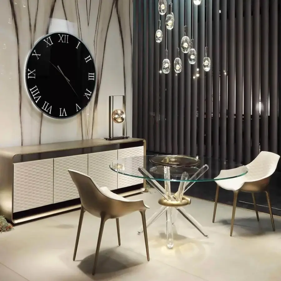 Superior Reflex Sassi suspension lamp with transparent and gold Murano glass pendants suspended from silver-toned wires
