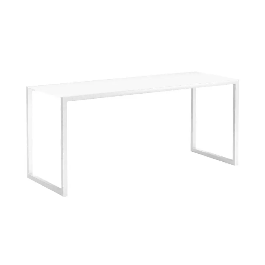 Sophisticated Royal Botania Ninix bar table with stainless steel frame and matte white geometric silhouette