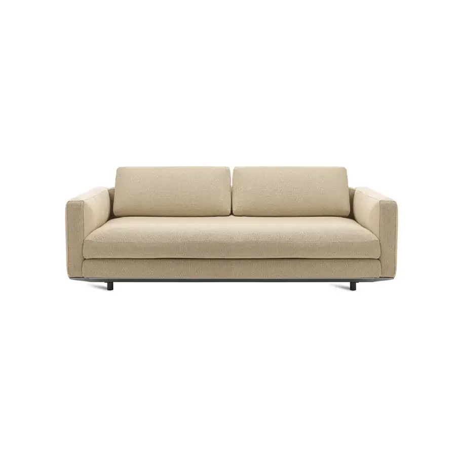Distinguished Horm Miles sectional sofa with light beige textile upholstery and hidden aluminum foot construction