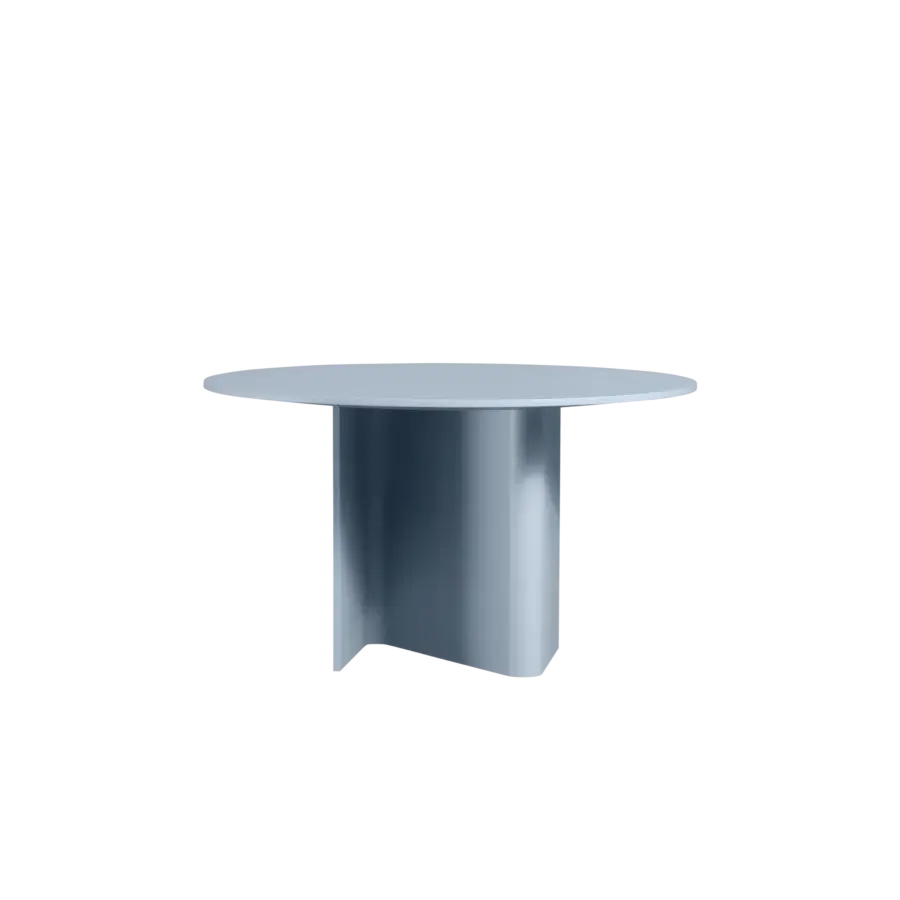 Superior Miniforms Nami table with light blue fully lacquered finish and cylindrical base crafted in Italy